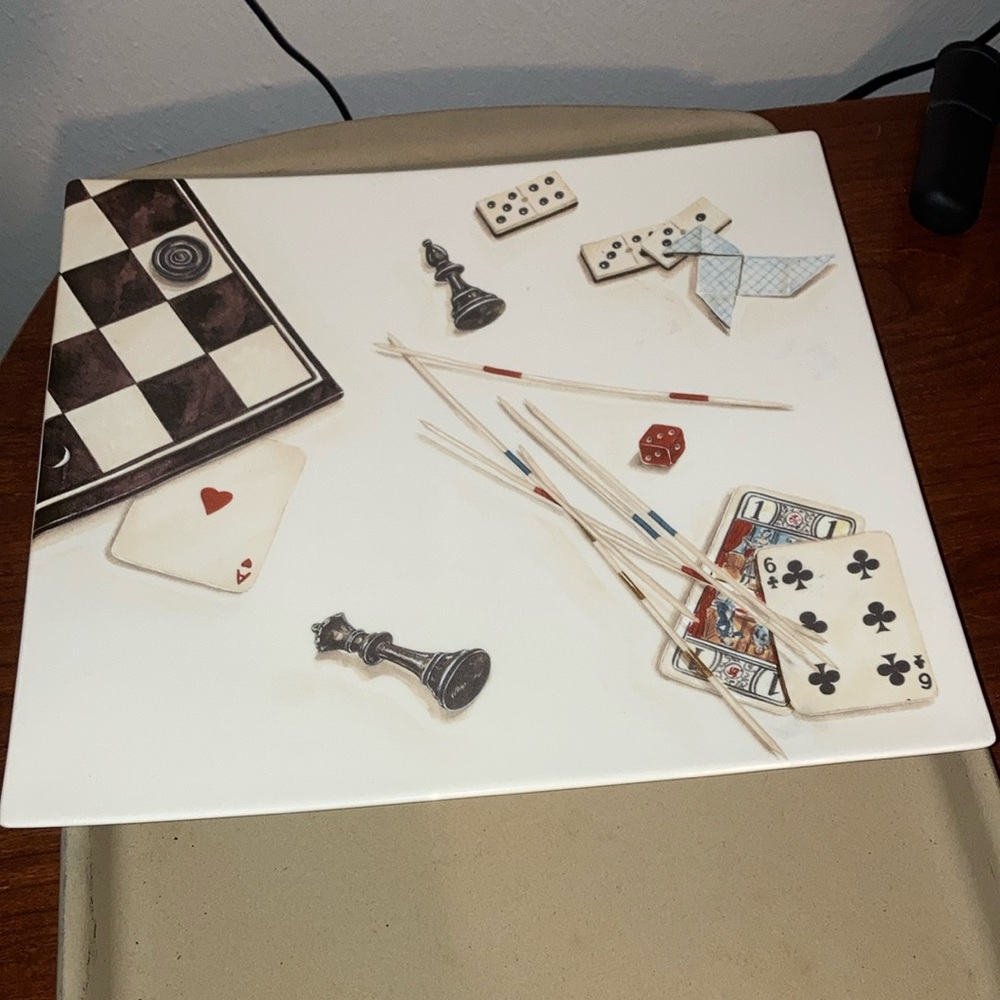 Multicolor Game Night Ceramic Plate